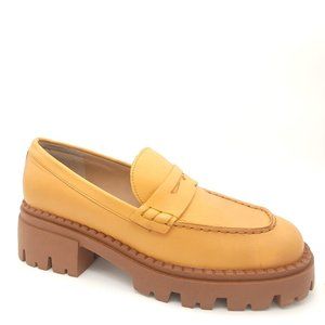 Free People Lyra Lug Sole Loafer Saffron Tan Leather Platform Womens 9.5